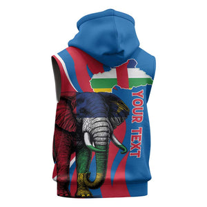 Personalised Central African Republic Elephant Sleeveless Hoodie Coat Of Arms With Map - African Pride