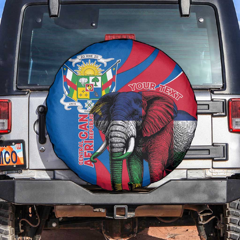 Personalised Central African Republic Elephant Spare Tire Cover Coat Of Arms With Map