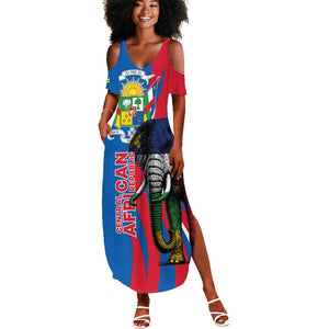 Personalised Central African Republic Elephant Summer Maxi Dress Coat Of Arms With Map