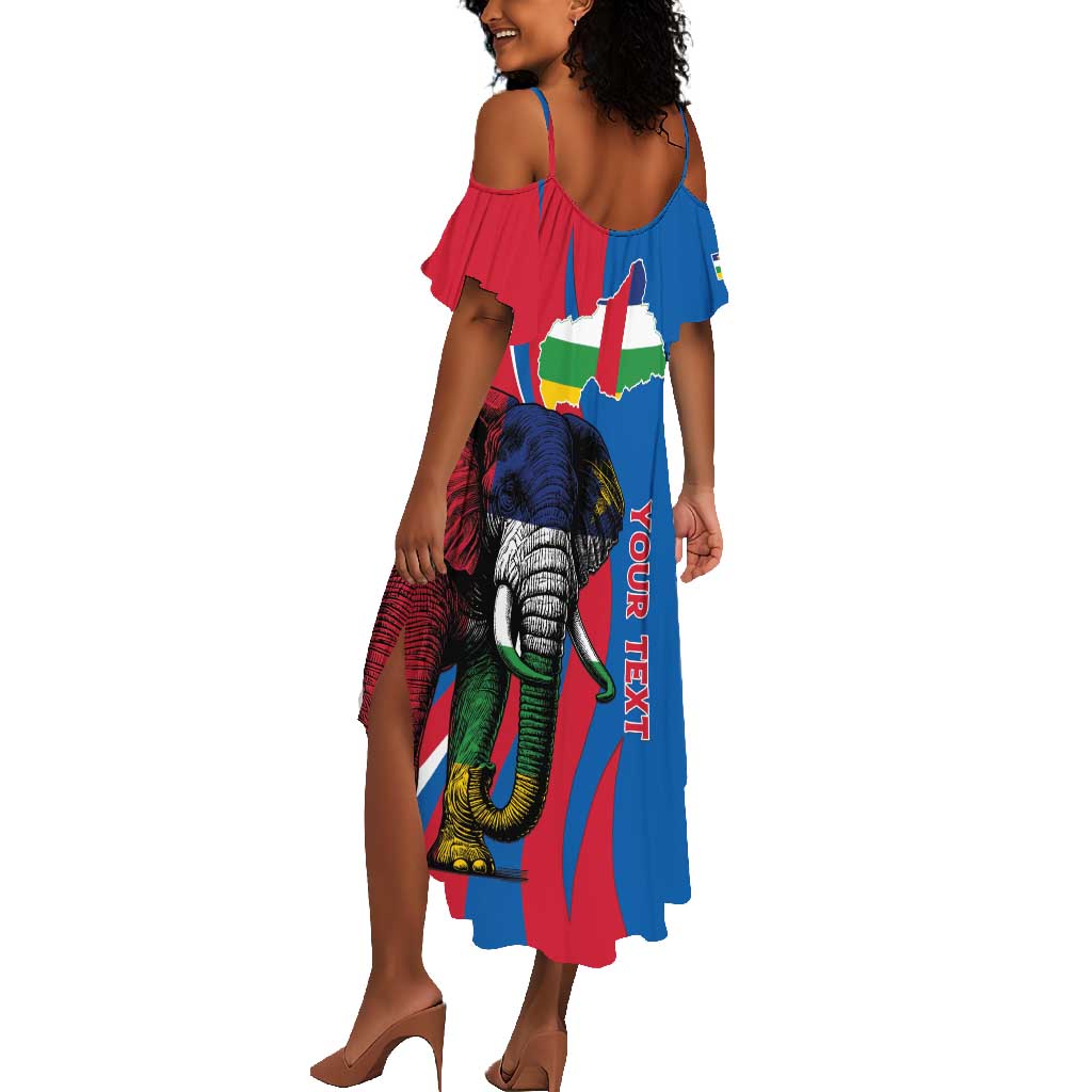 Personalised Central African Republic Elephant Summer Maxi Dress Coat Of Arms With Map