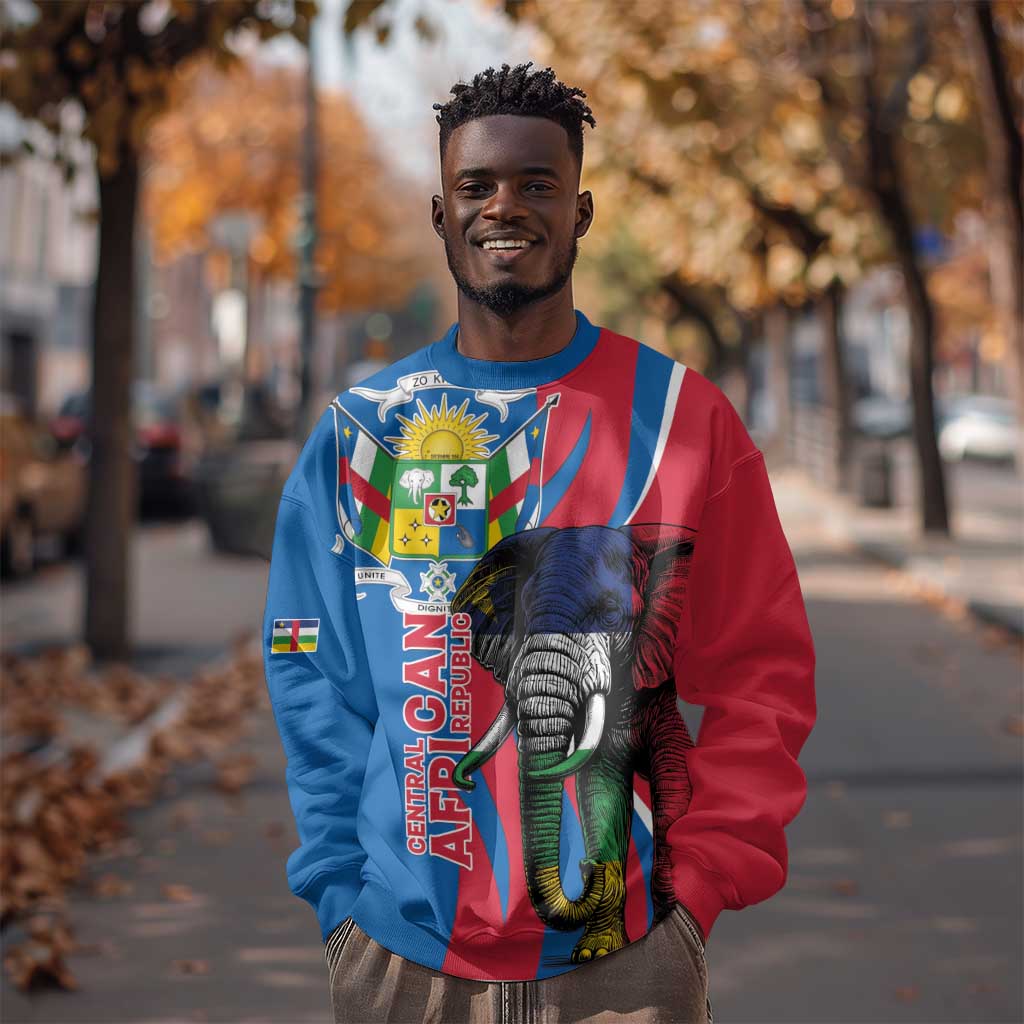 Personalised Central African Republic Elephant Sweatshirt Coat Of Arms With Map