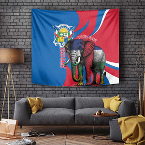 Personalised Central African Republic Elephant Tapestry Coat Of Arms With Map