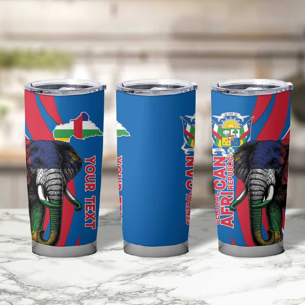 Personalised Central African Republic Elephant Tumbler Cup Coat Of Arms With Map