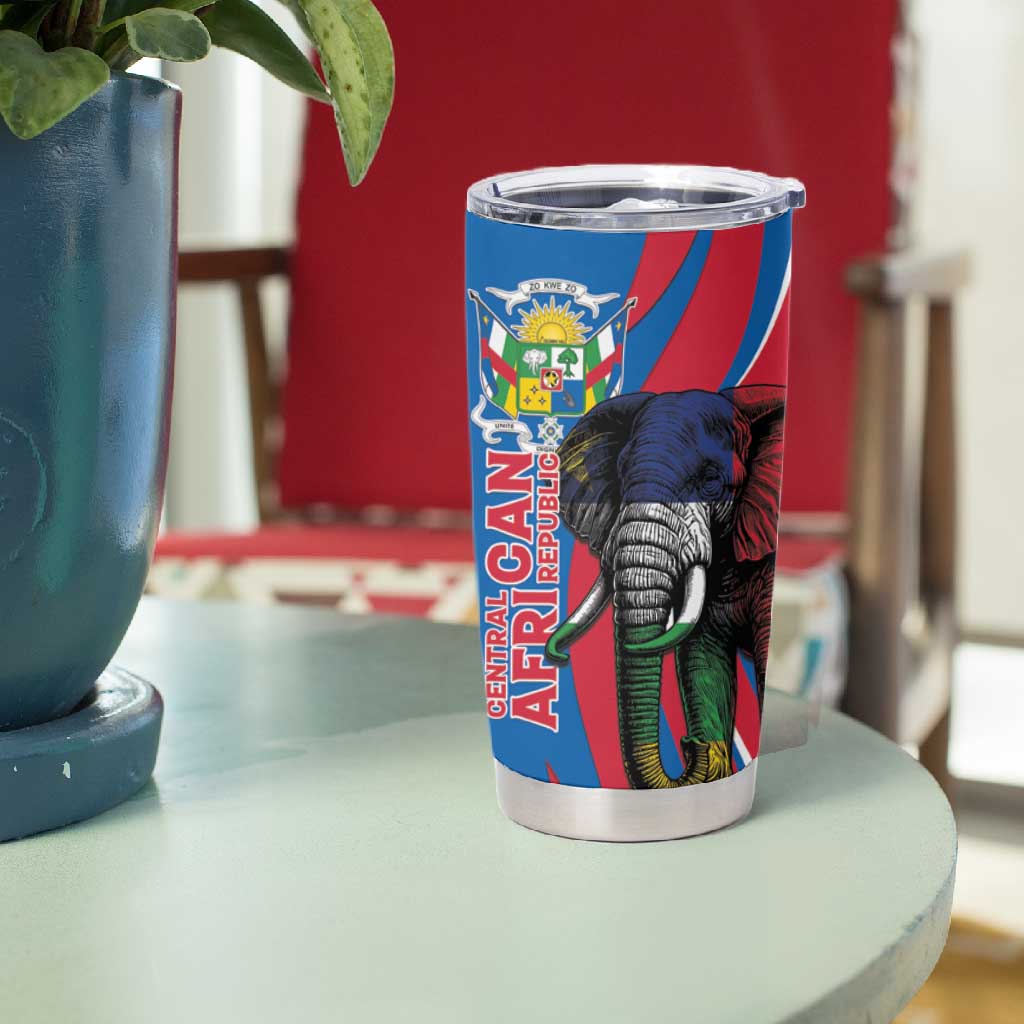 Personalised Central African Republic Elephant Tumbler Cup Coat Of Arms With Map
