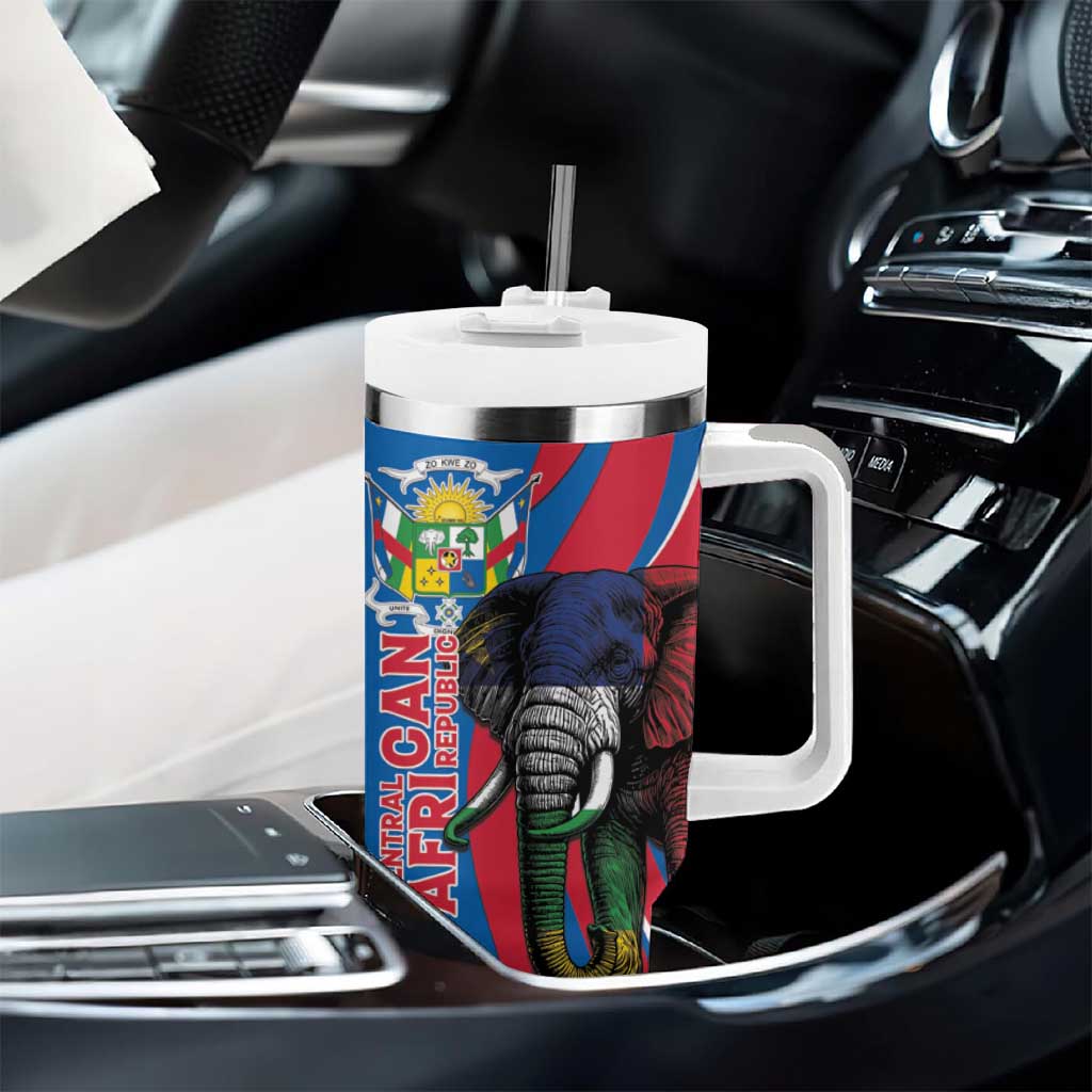 Personalised Central African Republic Elephant Tumbler With Handle Coat Of Arms With Map