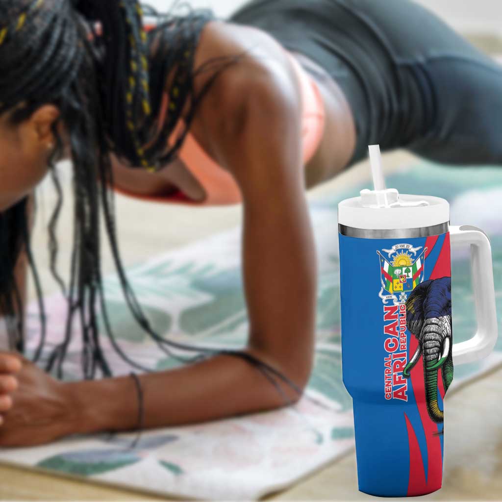 Personalised Central African Republic Elephant Tumbler With Handle Coat Of Arms With Map
