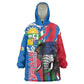 Personalised Central African Republic Elephant Wearable Blanket Hoodie Coat Of Arms With Map