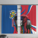 Personalised Central African Republic Elephant Window Curtain Coat Of Arms With Map