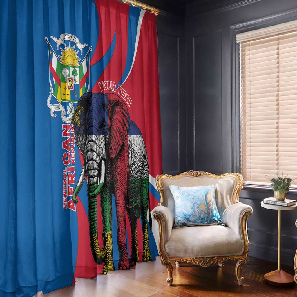 Personalised Central African Republic Elephant Window Curtain Coat Of Arms With Map