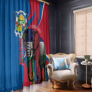 Personalised Central African Republic Elephant Window Curtain Coat Of Arms With Map