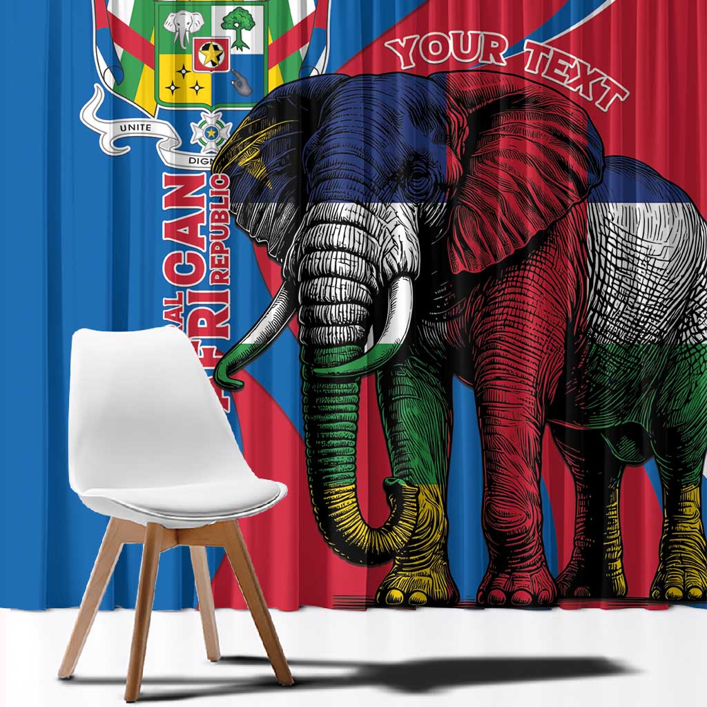 Personalised Central African Republic Elephant Window Curtain Coat Of Arms With Map