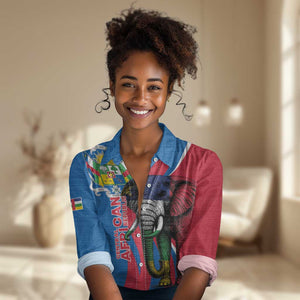 Personalised Central African Republic Elephant Women Casual Shirt Coat Of Arms With Map