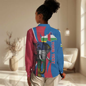 Personalised Central African Republic Elephant Women Casual Shirt Coat Of Arms With Map