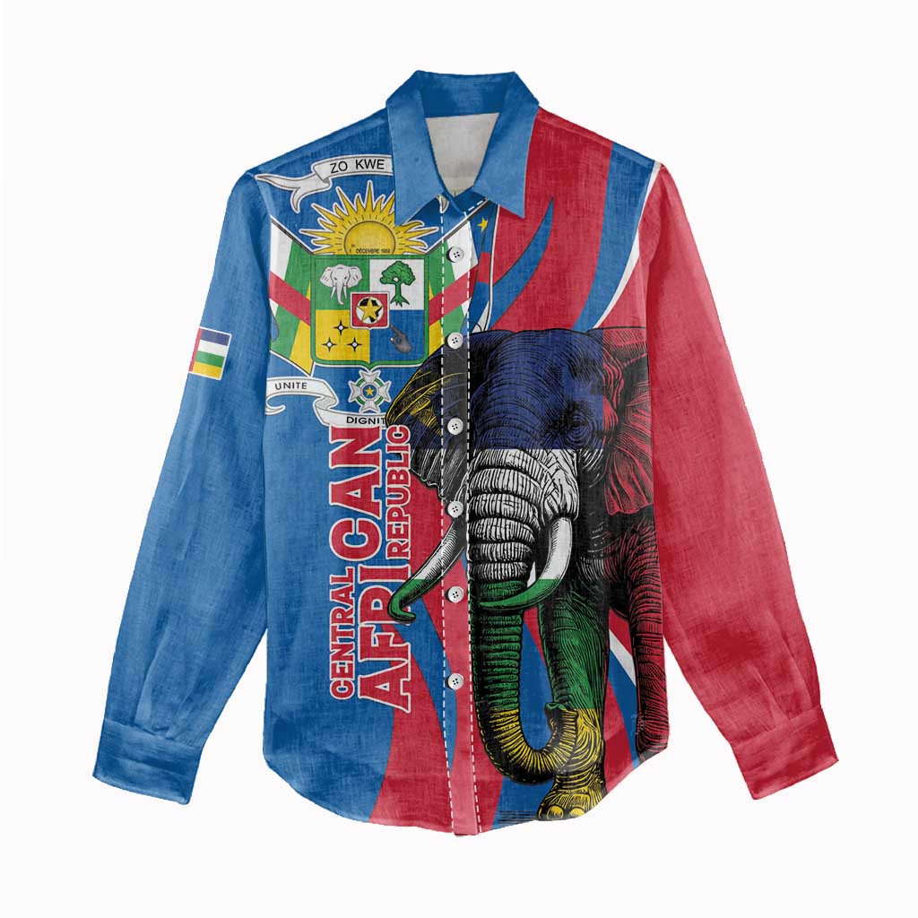 Personalised Central African Republic Elephant Women Casual Shirt Coat Of Arms With Map