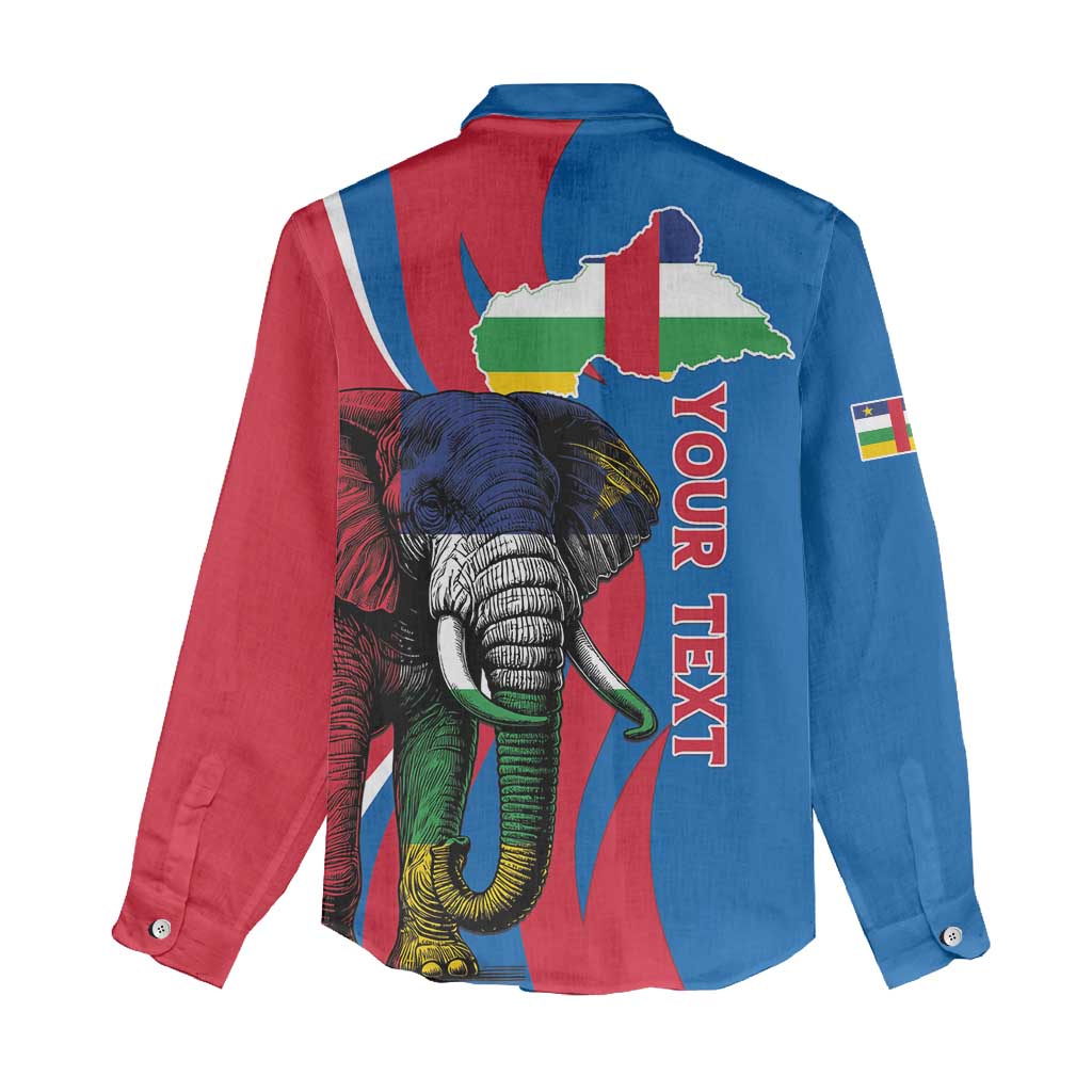 Personalised Central African Republic Elephant Women Casual Shirt Coat Of Arms With Map