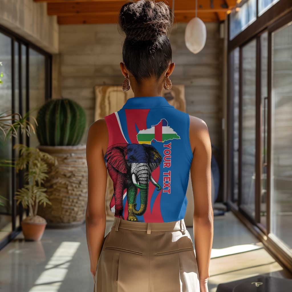 Personalised Central African Republic Elephant Women Sleeveless Polo Shirt Coat Of Arms With Map