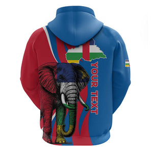 Personalised Central African Republic Elephant Zip Hoodie Coat Of Arms With Map