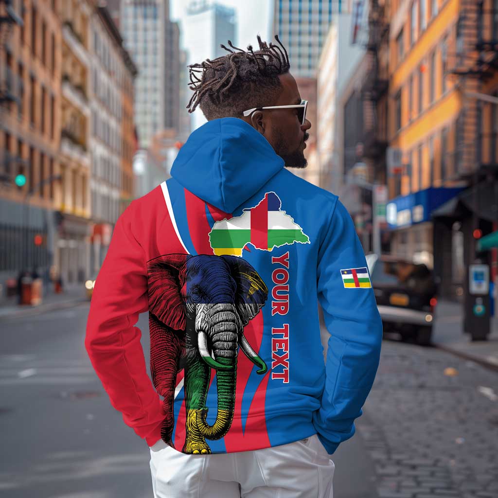 Personalised Central African Republic Elephant Zip Hoodie Coat Of Arms With Map