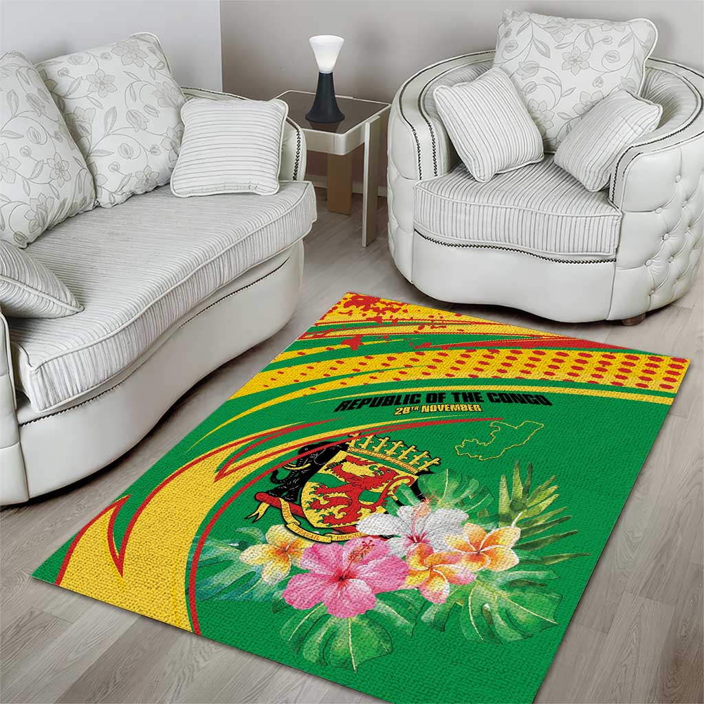 République du Congo Area Rug Happy Republic Day - Grunge Style - African Pride