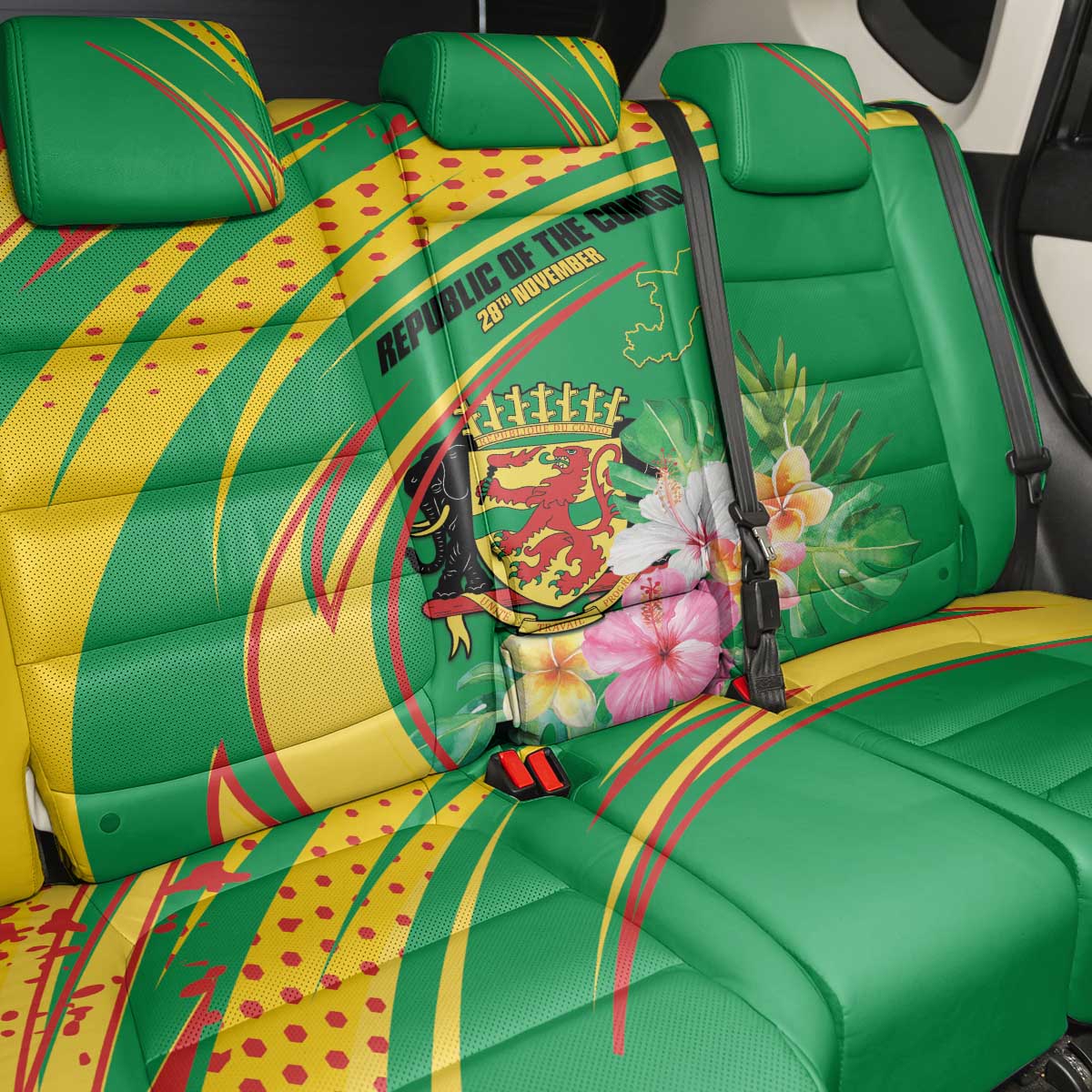 République du Congo Back Car Seat Cover Happy Republic Day - Grunge Style - African Pride