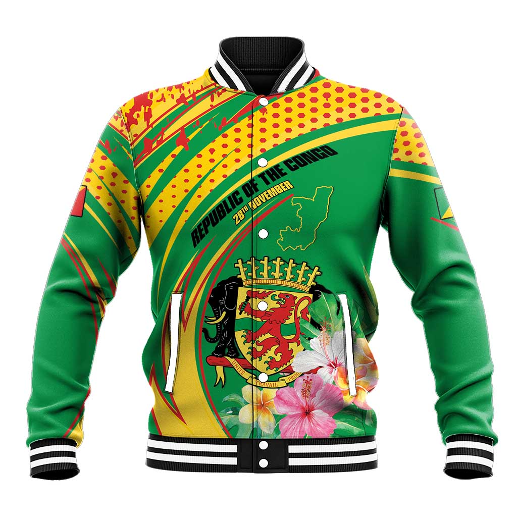 Personalized République du Congo Baseball Jacket Happy Republic Day - Grunge Style - African Pride
