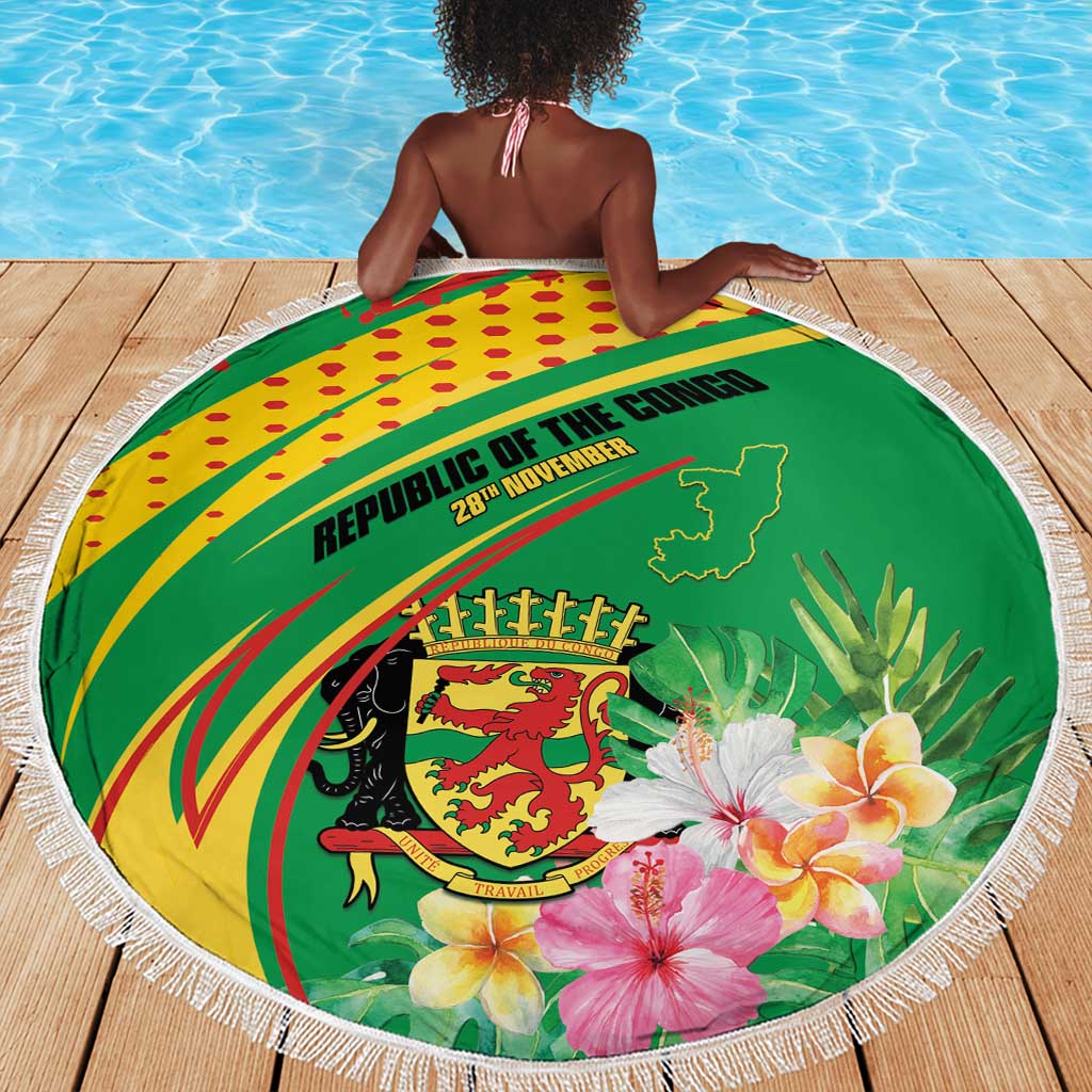 République du Congo Beach Blanket Happy Republic Day - Grunge Style - African Pride