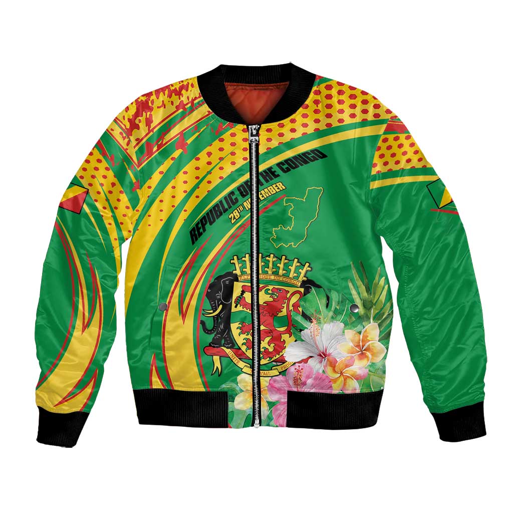 Personalized République du Congo Bomber Jacket Happy Republic Day - Grunge Style - African Pride
