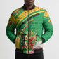 Personalized Congo Republic Day Bomber Puffer Jacket Coat Of Arms With Tropical Flower