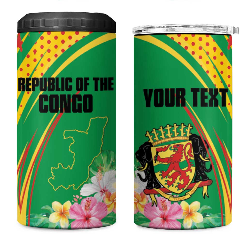 Personalized République du Congo 4 in 1 Can Cooler Tumbler Happy Republic Day - Grunge Style - African Pride