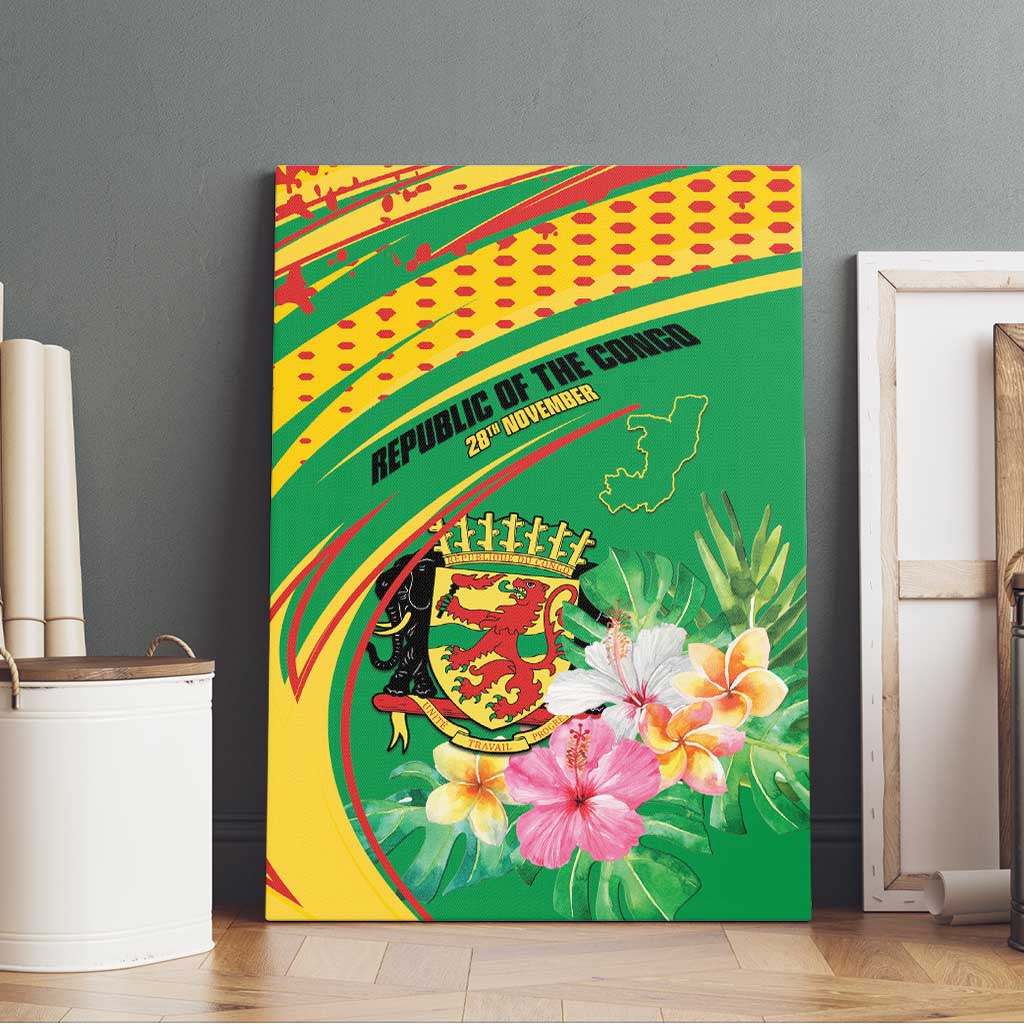 République du Congo Canvas Wall Art Happy Republic Day - Grunge Style - African Pride