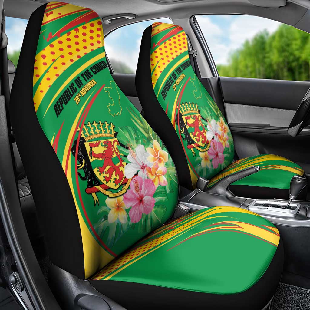 République du Congo Car Seat Cover Happy Republic Day - Grunge Style - African Pride