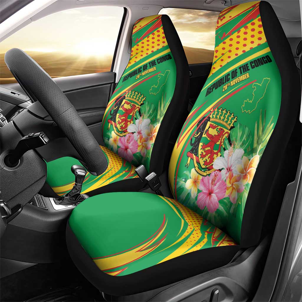 République du Congo Car Seat Cover Happy Republic Day - Grunge Style - African Pride