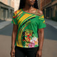 Personalized Congo Republic Day Cross Shoulder Shirt Coat Of Arms With Tropical Flower
