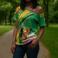 Personalized Congo Republic Day Cross Shoulder Shirt Coat Of Arms With Tropical Flower