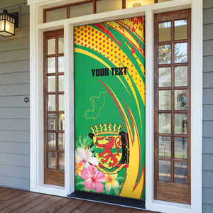 Personalized Congo Republic Day Door Cover Coat Of Arms With Tropical Flower