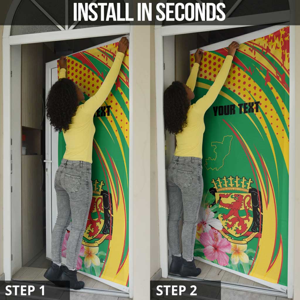 Personalized Congo Republic Day Door Cover Coat Of Arms With Tropical Flower