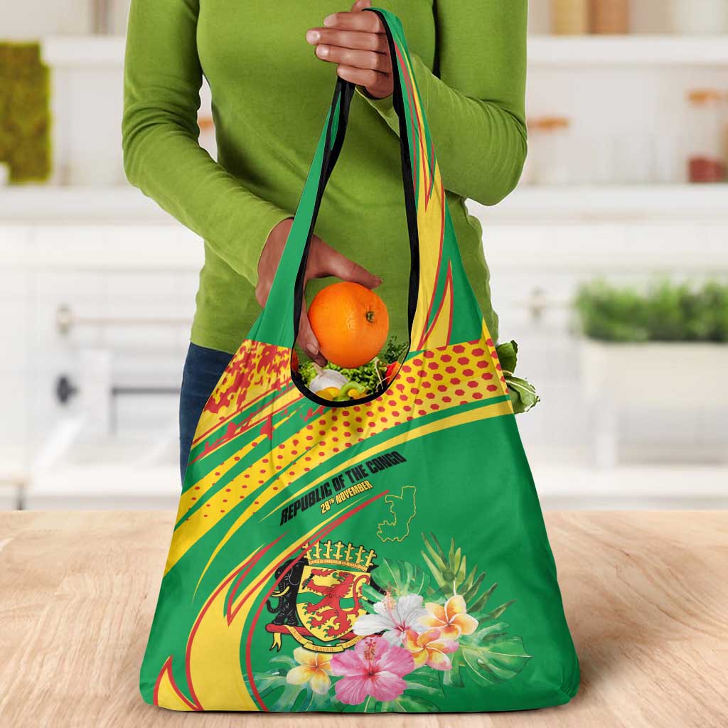 République du Congo Grocery Bag Happy Republic Day - Grunge Style - African Pride