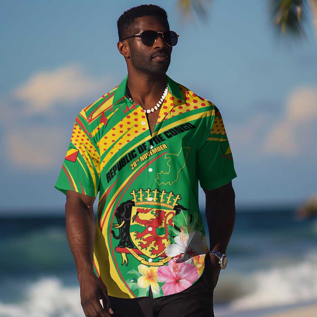 Personalized République du Congo Hawaiian Shirt Happy Republic Day - Grunge Style - African Pride