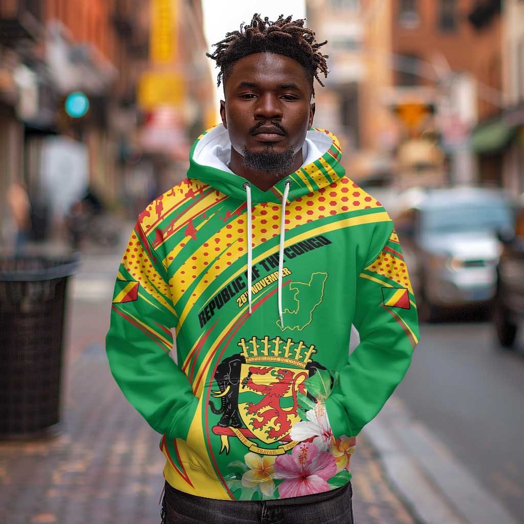 Personalized République du Congo Hoodie Happy Republic Day - Grunge Style - African Pride