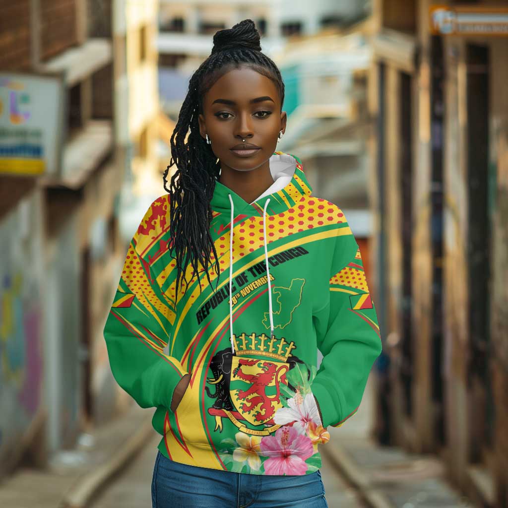 Personalized République du Congo Hoodie Happy Republic Day - Grunge Style - African Pride