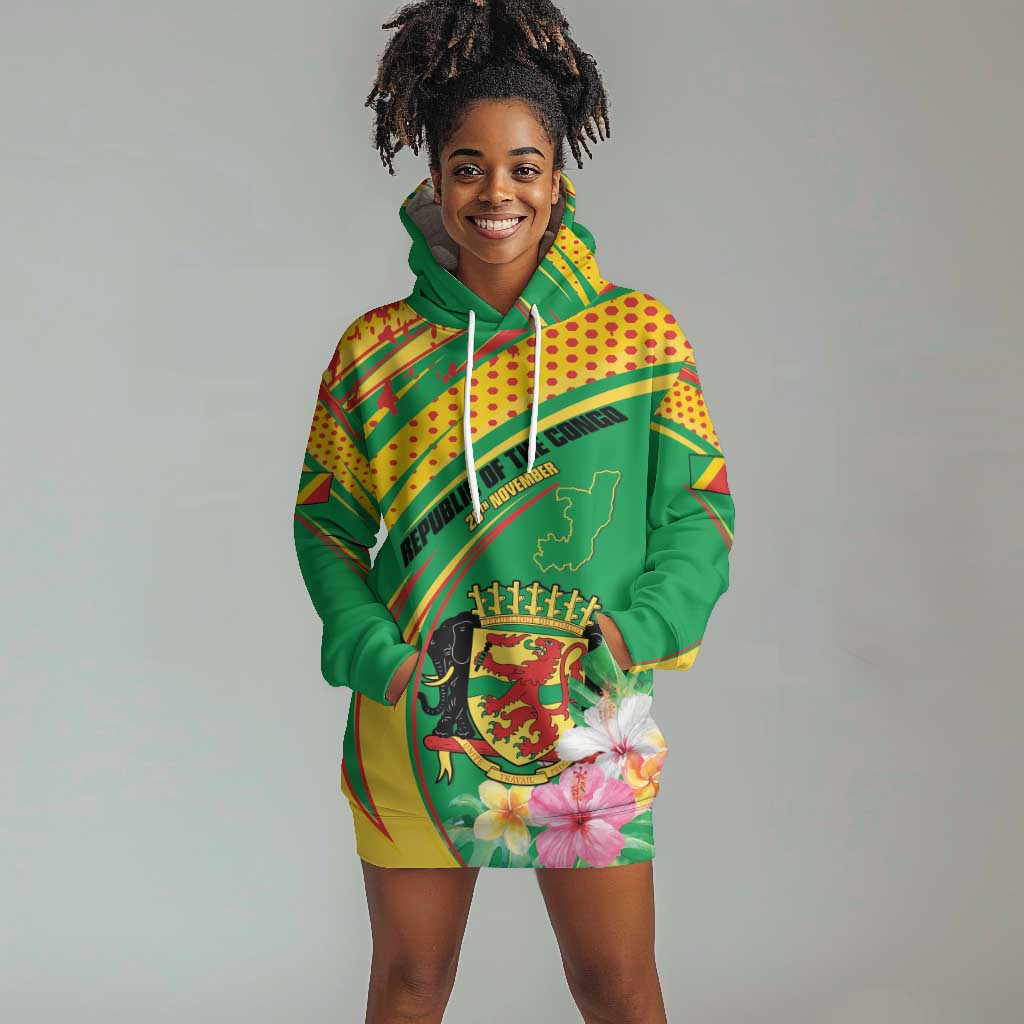 Personalized République du Congo Hoodie Dress Happy Republic Day - Grunge Style - African Pride