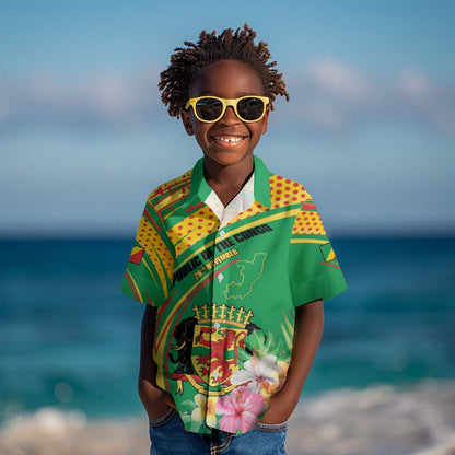 Personalized République du Congo Kid Hawaiian Shirt Happy Republic Day - Grunge Style - African Pride