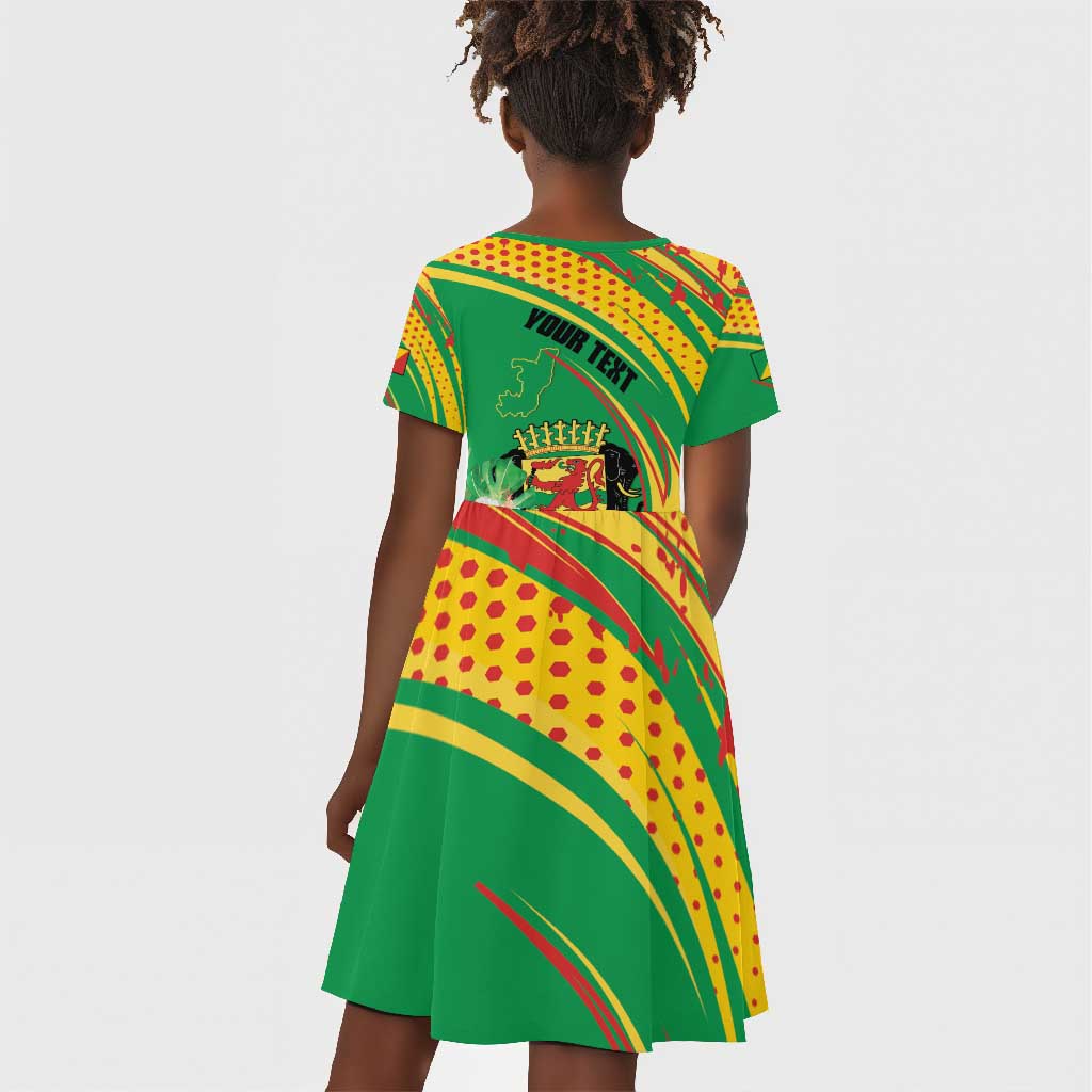 Personalized République du Congo Kid Short Sleeve Dress Happy Republic Day - Grunge Style - African Pride