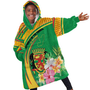 Personalized République du Congo Kid Wearable Blanket Hoodie Happy Republic Day - Grunge Style - African Pride