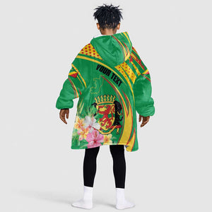 Personalized République du Congo Kid Wearable Blanket Hoodie Happy Republic Day - Grunge Style - African Pride
