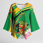 Personalized Congo Republic Day Kimono Sleeve Blouse Coat Of Arms With Tropical Flower