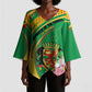 Personalized Congo Republic Day Kimono Sleeve Blouse Coat Of Arms With Tropical Flower
