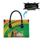 Congo Republic Day Leather Bag Coat Of Arms With Tropical Flower