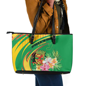 République du Congo Leather Tote Bag Happy Republic Day - Grunge Style - African Pride