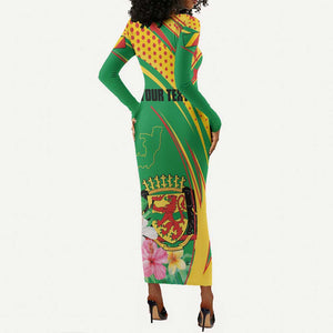 Personalized République du Congo Long Sleeve Bodycon Dress Happy Republic Day - Grunge Style - African Pride